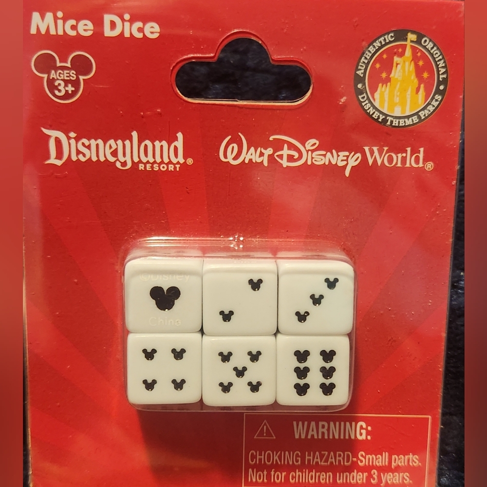 Rare Walt Disney Parks Mice Dice 3 Pair Standard 6 Sided Die
